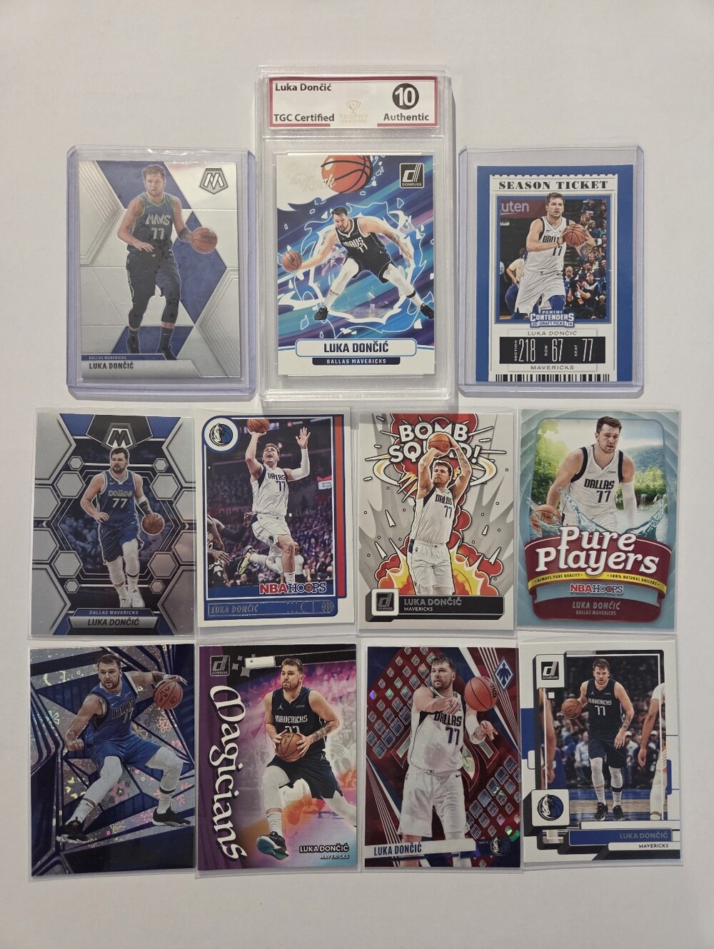 Luka Dončić Basketball Trading Card Lot - TGC Certified Gem Mint 10, Mosaic